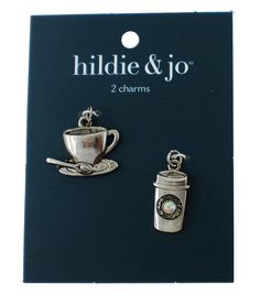 Personalize a DIY jewelry or craft project using these unique hildie & jo Coffee Charms - Silver One of the charms is a coffee cup with a spoon resting on the saucer and the other is a to - go coffee cup These coffee - themed silver charms have jump rings for easy attachment Add these to bracelets, necklaces, keychains and more Brand: hildie & joIncludes two charms with jump rings To Go Coffee Cups, Jewelry Charms Pendants, Jewelry Charms, Jewelry Making Charms, Jewelry Beads, Joanns Fabric And Crafts, Beads For Jewelry Making, Beads For Jewelry, Jewelry Making Beads