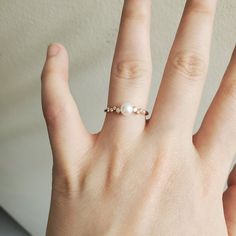 Pearl Drop Promise Ring, Minimalist Pearl Drop Ring For Wedding, Minimalist Wedding Pearl Ring With Pearl Drop, Elegant Pearl Stackable Rings For Anniversary, Pearl Stackable Rings For Anniversary, Delicate White Rings For Proposal, Delicate White Ring For Proposal, Wedding Pearl Drop Diamond Ring, Adjustable Rose Gold Pearl Wedding Ring