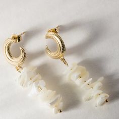 Crescent Beaded Earrings New With Tags, Never Worn Color:, Gold, White Details: -14k Gold Plated -Dangle Earrings -Tarnish Free -Length: 2", Width: .5" * New To Poshmark? Use This Code While Signing Up To Save $10 On Your First Order Momgar22 White Beaded Pierced Earrings For Gift, White Dangle Hoop Earrings With Dangling Beads, White Hoop Earrings With Dangling Beads, White Dangle Pierced Jewelry, White Dainty Jewelry With Dangling Beads, White Pearl Earrings With Dangling Beads As Gift, White Dangle Pearl Earrings, White Round Earrings With Dangling Beads, White Details