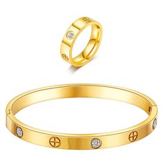 PRICES MAY VARY. 【Gold Love Friendship Bracelet Rings】Our screw design love bracelet is simple and elegant,Our love bracelet bright and shiny with smooth edges all around. The more attractive is that this bangle bracelet is neither light nor heavy, convenient to carry, also can be easily put in any jewelry box, and can be worn alone or with other jewelry,especially our love rings or earrings, reflect your charm. 【High Quality Material】Made of hypoallergenic surgical grade 316L stainless steel,Go Bracelet With Ring, Oval Bangle, Bracelet Rings, Gifts For Mother's Day, Stone Bangle, Friendship Love, Love Bracelet, Valentines Day Weddings, Smooth Edges