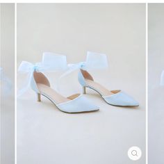 Beautiful Light Blue Satin Kitten Heel Shoe Perfect For Bridal Shoes “Something Blue” And Really Comfortable! Has A Sweet Sheer Ribbon Tie Around Ankle. Size 8 Shoes Editorial, Flower Girl Shoes, Bridal Flats, Satin Shoes, Christmas Gift Shop, Low Heel Shoes, Glitter Shoes, Wedding Parties, Kids Hair Accessories