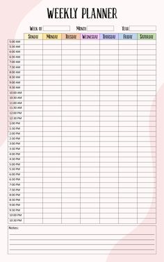 a printable weekly planner is shown in the middle of a page with numbers on it