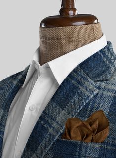 Make brilliant modernity in your fashion with additional flawlessness in your tweed collection. Tailored with pure wool fabric, our Harris Tweed Blue Tartan Jacket is woven in a checks pattern with various shades of fresh and crisp blue color that shows clear signs of prosperity in your look. In addition, this custom-made piece is a great partner for your winter celebrations or casual work wear, which will spruce up your appearance. So wear our fabulous piece that presents itself with a bounty o Plaid Tweed Jacket With Welt Pockets, Blue Tweed Jacket With Lapel Collar For Business Casual, Plaid Tweed Business Outerwear, Business Plaid Tweed Outerwear, Blue Tweed Blazer With Notch Lapel, Single Breasted Plaid Tweed Outerwear, Elegant Blue Wool Tweed Jacket, Plaid Tweed Outerwear For Business Casual, Single-breasted Plaid Tweed Outerwear