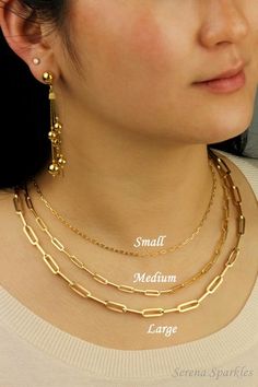 10k Real Gold Paperclip Necklace with 10k Gold Stamp, These Bracelets Are Made With Authentic And Genuine 10k Gold.It Will Look Amazing Even If You Wear It Alone.These Real Gold Necklaces Are a Perfect Gift For Your Loved Ones.Metal: Solid GoldGold Purity: 10kStamp: 10k or 417 (417 Stamp means 10-karat gold)Please Note:Small Necklace is Solid GoldMedium & Large Necklace are Semi Hollow To Keep it Light in Weight, But Completely Made With 10 Karat REAL GOLD Large Necklace Dimensions: Width: 5 Anniversary Jewelry With Rectangular Link Cable Chain, Anniversary Jewelry With Cable Chain And Rectangular Links, Minimalist Gold Chain Jewelry For Anniversary, Dainty Paperclip Chain Jewelry For Formal Occasion, Dainty Paperclip Chain Jewelry For Formal Events, Tarnish Resistant 14k Gold Chain Necklace For Anniversary, Gold Fine Jewelry With Paperclip Chain, Gold Plated Rectangular Links Jewelry For Gifts, 14k Gold Paperclip Chain Jewelry For Anniversary