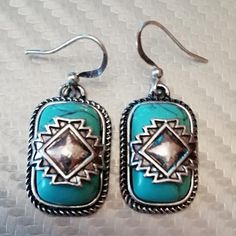 Vintage Ethnic Tibetan Shield Blue Stone Earring For Women Gift Boho Jewelry Geometry Drop Dangle Earring Southwestern Blue Earrings For Pierced Ears, Southwestern Style Blue Earrings For Pierced Ears, Southwestern Style Blue Pierced Earrings, Nickel-free Blue Southwestern Earrings, Southwestern Style Blue Earrings For Festivals, Southwestern Style Blue Festival Earrings, Bohemian Rectangular Earrings, Blue Metal Earrings For Festivals, Southwestern Metal Earrings For Gift