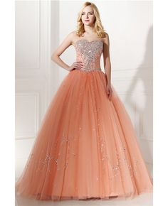 Shop Elegant Coral Beaded Formal Dress Ball Gown For Quinceanera online. Custom-made any plus size or color. Pro since 2009. Embellished Floor-length Quinceanera Dress, Embellished Floor-length Evening Dress For Quinceanera, Floor-length Embellished Evening Dress For Quinceanera, Embellished Floor-length Quinceanera Dress For Pageant, Quinceanera Ball Gown With Sweep Train, Floor-length Quinceanera Dress For Sweet 16 During Prom Season, Embellished Quinceanera Dress For Debutante Ball, Prom Season Evening Dress With Rhinestones For Debutante Ball, Rhinestone Evening Dress For Debutante Ball In Prom Season