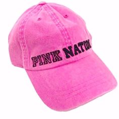 Victoria's Secret Pink "Pink Nation" Baseball Hat “Pink/Black” Adjustable Clip In Back Room For Pony Tail 100% Cotton Hand Wash Cold Only One Size Fits Most Vs Or Pink Gift With This Purchase ! Don’t Forget To Check Out The Matching Pink Nation Chug Mug Casual Pink Hats With Adjustable Fit, Pink Sports Hats For Summer, Pink Summer Sports Baseball Cap, Trendy Pink Baseball Cap For Spring, Pink Baseball Cap For Summer Sports, Pink Hat With Flat Brim, Pink Adjustable Cap, Trendy Pink Cotton Hat, Pink Trendy Adjustable Baseball Cap