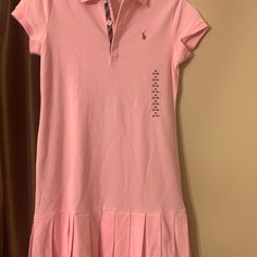 Ralph Lauren Girls Dress Size 8-10 Medium Brand New With Tags Pink Cotton School Dress, Fitted Spring School Dresses, Spring Short Sleeve School Dress, Pink Cotton Dress For School, Pink Preppy Cotton Dress, Fitted Spring Dresses For School, Fitted Short Sleeve Dress For School, Fitted Dresses For School In Spring, Preppy Short Sleeve Spring Dresses