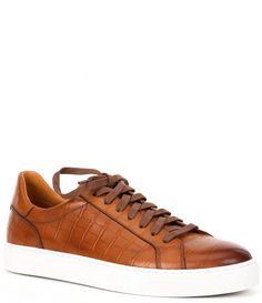 From Magnanni&#x2C; the Men's Salah Leather Sneakers feature:Leather upperLace-up closureLeather liningRubber outsoleMade in SpainImported. Casual Calf Leather Custom Sneakers, Neck Ties, Mens Neck Ties, The Men, Dillard's, Mens Shoes Sneakers, Leather Sneakers, Shoe Brands, Casual Sneakers