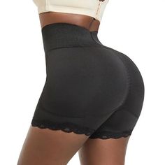 Elevate your curves with our exquisite high waist padded shaper shorts, adorned with a delicate lace trim. These innovative shaper shorts include two removable butt pads that are specially designed to enhance and curve around your hips, giving you an alluring hourglass shape. The seamless design provides a comfortable and discreet fit under any outfit, while the high waist supports and smooths your midsection. Perfect for enhancing your figure, these shaper shorts combine functionality with femi