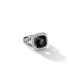 Sterling Silver Faceted Black Onyx, Pav Diamonds, 0.22 Total Carat Weight,,ring, 11mm,collection: Albion Luxury Silver Ring With Black Enamel, Luxury Black Enamel Sterling Silver Ring, Black Onyx Ring David Yurman, Coin Shop, Diamond Education, Ring Pendant Necklace, Jewelry Repair, Custom Jewelry Design, Ring Necklace