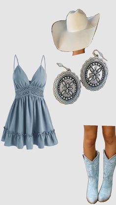 Cowgirl Hoco Outfit, Country Dress Outfits With Boots, Western Homecoming Outfits, Tropical Paradise Outfit, Western Dance Dress, Hoedown Outfit Women, Jean Dress Outfit Country Concert, Two Stepping Outfit Country, Formal Country Outfits Women