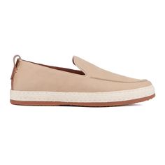 Enjoy the warm weather days in the Aslan slip-on style. This strobble construction features a lightweight espadrille design that is flexible and comfortable. Casual Beach Loafers, Casual Loafers With Woven Sole For Beach, Casual Slip-on Loafers For Beach, Beige Slip-on Casual Moccasins, Casual Leather Loafers For The Beach, Casual Beige Slip-on Moccasins, Casual Beach Slip-on Loafers, Comfortable Beige Slip-ons With Stitched Sole, Casual Beige Loafers With Contrast Sole