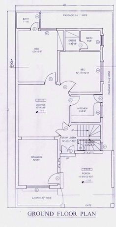 the ground plan for a two story house