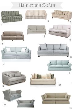 many different types of couches and loveseats