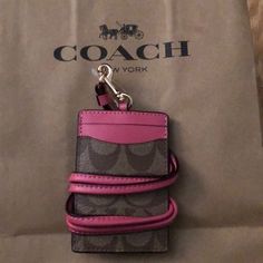 Coach Lanyard New With Tags Coach Lanyard, Snap Bag, Coach Keychain, Key Bag, Cat Bag, Metallic Bag, Frame Bag, Pink Handbags, Leather Card Case