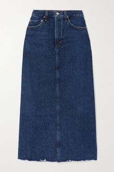 AGOLDE says this 'Hilla' skirt is "designed to be the piece you build your outfit around." Inspired by styles from the mid-'90s, it's cut from dark certified organic denim blended with pre- and post-consumer cotton. The frayed hem is split at the back for a comfortable fit.<br><br>This product was created using Considered Materials. Find out more about NET SUSTAIN <a href="https://www.net-a-porter.com/en-gb/campaigns/net-sustain">here.</a… Build Your Outfit, Midi Wrap Skirt, Long Denim Skirt, Spring Capsule Wardrobe, Denim Maxi, Exclusive Dress, Denim Maxi Skirt, Denim Midi Skirt, Fashion Mode