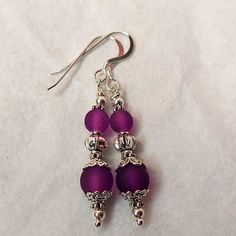 I Have For Your Consideration A Gorgeous Frosted Fuschia Glass Drop Earrings Handcrafted With .925 Sterling Earwires. Includes Free Giftbag Hang 1" Long. These Are Handcrated By Me, Watch For More Designs. Please Look Closely As My Pictures Are Accurate. I Have Been Dealing In Collectibles For Over 25 Years And Also Am A Jewelry Designer And Am Hoping I Will Bring Different And Interesting Items You Will Love. Elegant Hypoallergenic Glass Jewelry, Glass Jewelry With Ear Wire, Silver Czech Glass Jewelry With Matching Earrings, Elegant Nickel Free Glass Earrings, Elegant Nickel-free Glass Earrings, Elegant Hypoallergenic Glass Earrings, Silver Teardrop Czech Glass Jewelry, Silver Czech Glass Earrings For Gift, Silver Czech Glass Earrings As Gift