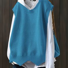 variants15 Blue Sleeveless Sweater Vest For Winter, Blue Casual Sleeveless Sweater Vest, Blue Knitted Sleeveless Sweater Vest, Blue Knitted Sleeveless Vest, Blue Knit Sleeveless Vest, Blue Sleeveless Casual Sweater, Blue Vest Sweater For Fall, Blue Vest-style Sweater For Fall, Blue Sleeveless Knit Sweater