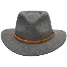 ↑ Click above to watch the video! ↑ Expedition Outback is a crushable wool felt outback style fedora with a tall handblocked blocked teardrop crown that features a patterned authentic leather hatband, a medium brim, and a breathable sweatband. The brim contains a wire to hold its shape. Material: 100% Wool FeltBrim: 2 5/8"Crown: 4 1/4" teardropHatband: 5/8" leatherClimate: Cold Hand-finished in the US. If your measurement falls between sizes, choose the next largest size. A looser fit is recomme Western Style Fur Felt Fedora With Flat Bill, Country Style Hat Bands For Winter Travel, Country Style Felt Hat For Winter Travel, Country Style Winter Felt Hat For Travel, Country Style Winter Travel Felt Hat, Country Style Fedora For Winter Travel, Country Style Winter Travel Fedora, Western Style Fedora For Winter Outdoor, Western Flat Bill Hat Bands For Travel