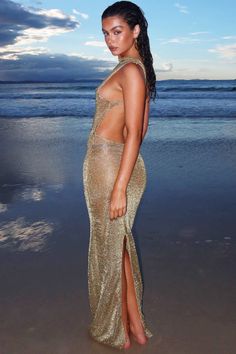 Buy $80.00 USD get Gold Sleeveless Beach Dress, Sleeveless Gold Beach Dresses, Sleeveless Gold Dress For The Beach, Gold Backless Beach Dress, Khaki Dress, Blonde Beauty, Sleeveless Maxi Dress, All Rights Reserved, Open Back