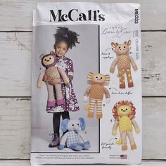 **Brand New** Mccall’s Plush Animals Sewing Patterns. Butterick M8333 Sizes: One Size *New, Uncut, Factory Folded* 5 Patterns For $25 *Please Note: Packaging Has Folds And Creases But Pattern Is Unharmed* Ii Animals Sewing Patterns, Animals Sewing, Elmo World, Rainbow Plush, Animal Sewing Patterns, Disney Shanghai, Unicorn Plush, Plush Dog, Plush Animals