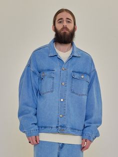 Editor's notesIt is a trucker design jacket in denim textile. The jacket is traditional denim trucker in trendy oversized silhouette. It is a casual and comfy item which is a good match with any item.- Oversized fit- Trucker jacket- Two pockets on the front- Button closure- 100% Cotton denimMeasurements(in.)One Size- Length: 27.2 in.- Chest: 26 in.- Shoulder: 25.6 in.- Sleeve Length: 23.2 in.*Model info: Height 5’ 8” Weight 143.3 lbs / Fitting size: One SizeComposition & Care- 100% Cotton- D Oversized Blue Denim Jacket For Streetwear, Relaxed Fit Medium Wash Denim Jacket For Streetwear, Oversized Blue Urban Denim Jacket, Oversized Blue Denim Jacket Urban Style, Urban Denim Blue Relaxed Fit Denim Jacket, Oversized Urban Washed Blue Denim Jacket, Relaxed Fit Blue Denim Jacket For Streetwear, Blue Relaxed Fit Denim Jacket For Streetwear, Light Wash Button-up Denim Jacket For Streetwear