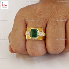 ❤️SPECIFICATIONS❤️ * 14 KARAT Gold Weight  :- 8.000 Grams Approximately * 18 KARAT Gold Weight  :- 8.770 Grams Approximately * Gemstone: Real Natural Emerald  * Gemstone Color: Green * 100% Real Natural Emerald weight 3.38 Ct * Total Diamond Weight - 0.21 Ct  * Certification/Grading: Gemological center * Clarity: VS * Cut: Brilliant Cut * Diamond Color:G-H * 100% Real Natural Genuine Diamonds With Certification From Gemology Lab or IGI ❤️DISCOUNT AND OFFERS❤️ Please contact us for any discounts Precious Jewels, Sell Gold, Emerald Gemstone, Men's Ring, Yellow Gold Ring, Diamond Color, Natural Emerald, Gold Filled Jewelry, Solid Yellow