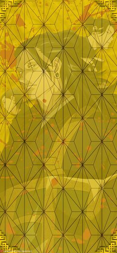 a yellow background with an abstract design