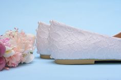 Made with love for your wedding day by Lovin Bridal - More Wedding shoes at our shop : http://lovincollection.etsy.com White Lace flats for wedding, White flat shoes for bride, Pearl flat shoes, Bridal flat shoes bride, White Bridal flats, White bridal shoes Sweet and romantic with these shoes you will spend your special day in comfort while being glamorous and unique. They are dressed in gentle lace and decorated with crystals and rhinestones in a beautiful shape. For more wedding flats click h Lace Flat Heel Wedding Shoes For Ceremony, Lace Flat Heel Wedding Shoes, Flat Heel Lace Wedding Shoes, Formal Lace Wedding Shoes With Flat Heel, Elegant Lace Flats, Elegant Closed Toe Flats With Laces, Elegant Lace Flat Heel Wedding Shoes, Lace Flat Wedding Shoes, Elegant Lace Wedding Shoes With Flat Heel