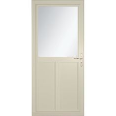 a white door with a mirror on it