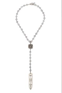 This Y necklace features 17” of silver Freshwater Pearls with silver wire, X and Sword & Crown pendant. Absolutely beautiful all by itself or layered with our other designs. Strand Length: Short, 17” Drop Length: Approx 7.5” Stone Size: 8 mm Sterling Silver Plated Each piece of French Kande is handmade in our Los Angeles studio by Californian artisans. French Kande, Picture Frame Hangers, Crown Pendant, Frame Hangers, Crown Necklace, Y Necklace, Clay Design, Artwork Pictures, Capri Blue