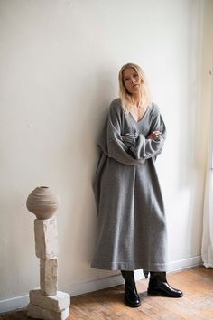 Oversized Winter Dress Merino Dress V Neckline Dres Long - Etsy Lithuania Oversized V-neck Sweater Dress For Winter, Oversized Gray V-neck Dress, Oversized Long Sleeve Maxi Dress For Loungewear, Oversized V-neck Midi Dress For Daywear, Winter Daywear Maxi Length Dress, Winter Daywear Maxi Dress, Winter Daywear Dresses Maxi Length, Oversized V-neck Dress For Fall, Oversized Long Sleeve Maxi Dress For Winter