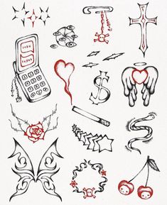 Tattoos Y2k, Wm Logo, Stick Poke Tattoo, Grunge Tattoo, Hand Doodles, Cute Sanrio, Chest Tattoos For Women, Cute Little Tattoos, Tattoo Design Book