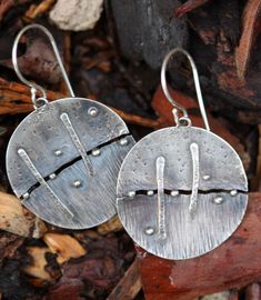 Disc Earrings, Silver, Textured, Oxidized - Etsy Oxidized Silver Earrings, Disc Earrings, Silver Jewelry Handmade, Oxidized Silver, Wire Earrings, Copper Earrings, How To Make Earrings, Earrings Silver, Modern Jewelry