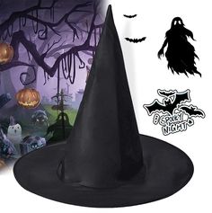 PRICES MAY VARY. Costume accessory for Halloween The perfect accessory to complete any witches costume, Ideal for parties, carnivals, Halloween, costume parties or even casual use, and so on The witch hat is 14 in/36 cm in height, 15in/38 cm in diameter, and 22 in/58 cm in inner circumference. One size fits most Adults (fits 14 years and up) You can use the hat to dress up as a witch or wizard Halloween Deluxe Witch Hats for Women  Halloween Must-haves  The witch is a popular Halloween character Witch Hats Costume, Halloween Fiesta, Masquerade Halloween, Black Witch Hat, Halloween Hat, Halloween Supplies, Halloween Witch Hat, Halloween Masquerade, Black Witch