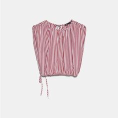 Zara Poplin Striped Top Adjustable Hem 100% Cotton Size Xs Nwt Red Summer Blouse For Daywear, Summer Red Blouse For Daywear, Red Blouse For Summer Daywear, Casual Red Tops For Daywear, Red Tops For Spring Daywear, Round Neck Crop Top, Color Block Heels, Crop Rotation, Pleated Tops