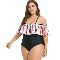 Item Type: One Pieces Sport Type: Swim Gender: Women Material: Spandex Pattern Type: Print Fit: Fits true to size, take your normal size Model Number: Aturdidtor Plus Size Feather Printed Open Shoulder Swimsuit One-piece Stretch Tops For Swimming, Swimwear Plus Size, Swimwear Suits, Plus Size Swim, Swimwear Women, Type One, Swim Suits, Plus Size Swimsuits, Print Swimsuit