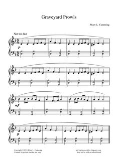 sheet music with the words graveyard prows