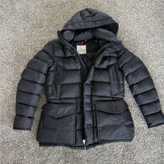 Women’s Moncler Cluny Down Jacket. Only Worn Once. Like Brand New! In Excellent Condition. Size 2. Original Price Over $2,000. Luxury Down Long Sleeve Outerwear, Luxury Long Sleeve Down Outerwear, Classic Black Winter Puffer Jacket, Luxury Down Outerwear With Pockets, Elegant Long Sleeve Puffer Outerwear, Luxury Puffer Jacket For Cold Weather, Designer Black Puffer Outerwear, Luxury Outerwear With Detachable Hood And Long Sleeves, Luxury Long Sleeve Outerwear With Detachable Hood