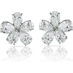 18K White Gold 16.01 Total Carat Weight GIA Certified D-E Color Pear Cut Diamond Flower Stud Earrings Yellow Jewelry, Diamond Birthstone, Pear Cut Diamond, Flower Stud Earrings, Flower Stud, Diamond Flower, Pear Shaped Diamond, Flower Earrings Studs, Flower Studs