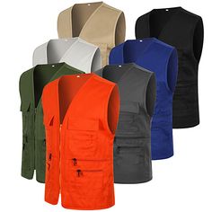 Season:Summer,Spring,Autumn / Fall; Fabric:Polyester; Sleeve Length:Sleeveless; Gender:Men's; Activity:Camping / Hiking / Caving,Traveling,Climbing,Fishing; Clothing Type:Jacket,Vest / Gilet,Top; Function:Multi Pockets,Anti-tear,Breathable,Sweat wicking,Lightweight,Quick Dry; Pattern:Solid Color; Neckline:V Neck; Sports Clothing Sub Category:Fishing Vest,Hiking Vest,Military Tactical Vest; Net Dimensions:0.0000.0000.000; Listing Date:03/15/2021; Bust:; Height:; Weight (kg):; Special selected pro Spring Outdoor Activities Vest Outerwear, Outdoor Spring Vest With Side Pockets, Spring Outdoor Vest Outerwear, Spring Outdoor Vest With Side Pockets, Outdoor Vest With Pockets, Outdoor Activities Vest With Pockets, Utility Summer Outerwear With Multiple Pockets, Outdoor Solid Color Vest With Pockets, Outdoor Activities Solid Color Vest With Pockets