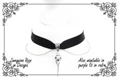 "*RAVEN SKULL Choker Necklace, Gothic Raven Black, Purple Or Red Choker, Raven Chain Choker, Pagan Choker, Handmade, Adjustable, Various Sizes This choker is made using:- Satin measuring 1.2cm (0.47\") deep Silver full width end clamps 5cm (2\") extender chain with a silver small teardrop charm attached 1.2cm (0.47\") silver lobster clasp too. The choker has a silver raven skull pendant attached to the lace via a silver bail.  That pendant measures 3.9cm x 1.1cm(1.53\" x 0.43\"). Attached through the bail and to both end clamps is one continuous piece of chain.  That piece of chain measures exactly one inch longer than the length of the choker.   Please choose the colour and length of the choker you would like from the options available.  If your size is not listed, then please contact us Emo Black Skull Jewelry, Handmade Adjustable Alternative Jewelry, Black Skull Necklace For Halloween, Black Skull Necklace In Edgy Style, Black Edgy Skull Necklace, Alternative Style Handmade Black Jewelry, Alternative Adjustable Choker For Gift, Alternative Style Adjustable Choker As A Gift, Alternative Handmade Necklace For Gift