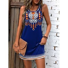 Cheap Boho, Dress Geometric, Dress Boho, Types Of Dresses, Style Boho, Dress Pattern, Summer 2024, Pattern Geometric, Tank Dress