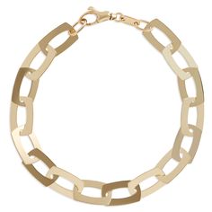 This stunning Italian made oval flat link bracelet is crafted with beautiful 14k yellow gold. The detail puts a modern twist on a classic style with the unique shape and polish of each flat link. Like every piece from our Toscano Collection, this 7.5-inch bracelet showcases the best of Italian design and artistry for style made to wear and love every day. Modern Polished Chain Link Bracelet, Modern Gold-tone Bracelets With Polished Finish, Modern Gold-tone Chain Bracelet For Formal Occasions, Modern Gold-tone Jubilee Bracelet, Modern Yellow Gold Chain Bracelet With Paperclip Chain, Modern Yellow Gold Bracelet With Paperclip Chain, Modern Yellow Gold Bracelet With Shiny Finish, Modern Yellow Gold Paperclip Chain Bracelet, Modern 14k Gold Jewelry With Shiny Finish