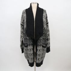 Cynthia Rowley Cardigan Sweater Jacket M Medium New Wool Alpaca Black White Nwt - New With Tags (See Photos). Material: 50% Acrylic - 25% Wool - 25% Alpaca Measurements Bust: 22" (Measured Flat) Length: 34" (Measured In The Back) Shoulder Width: 27" (Between Shoulder Seams) Sleeves: 21" (Top Of Shoulder) Black Jacquard Knit Cardigan, Fall Jacquard Knit Cardigan For Layering, Fall Cardigan For Cold Weather With Jacquard Knit, Black Knit Winter Outerwear, Black Knit Outerwear For Winter, Winter Jacquard Knit Workwear Outerwear, Jacquard Knit Outerwear For Layering, Black Jacquard Knit Outerwear, Casual Jacquard Knit Outerwear For Work