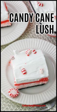 a slice of candy cane lush cake on a plate