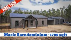 this is an image of a metal building with the words macie barndomium - 1970 sqft