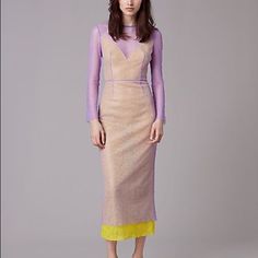 Never Worn Nwt Size 14 Smoke Free Pet Free Truly Unique, Cool, Double Layer Dvf Dress. Wish I Could Keep, It Has Never Fit Me Properly. Spring Yellow Sheath Midi Dress, Yellow Sheath Midi Dress For Spring, Dvf Dress, Von Furstenberg, Diane Von, Diane Von Furstenberg, Color Purple, Double Layer, Lace Dress