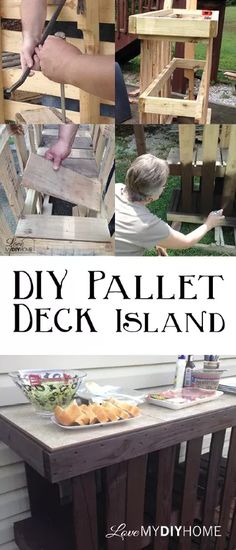 the diy pallet deck island is made from wood